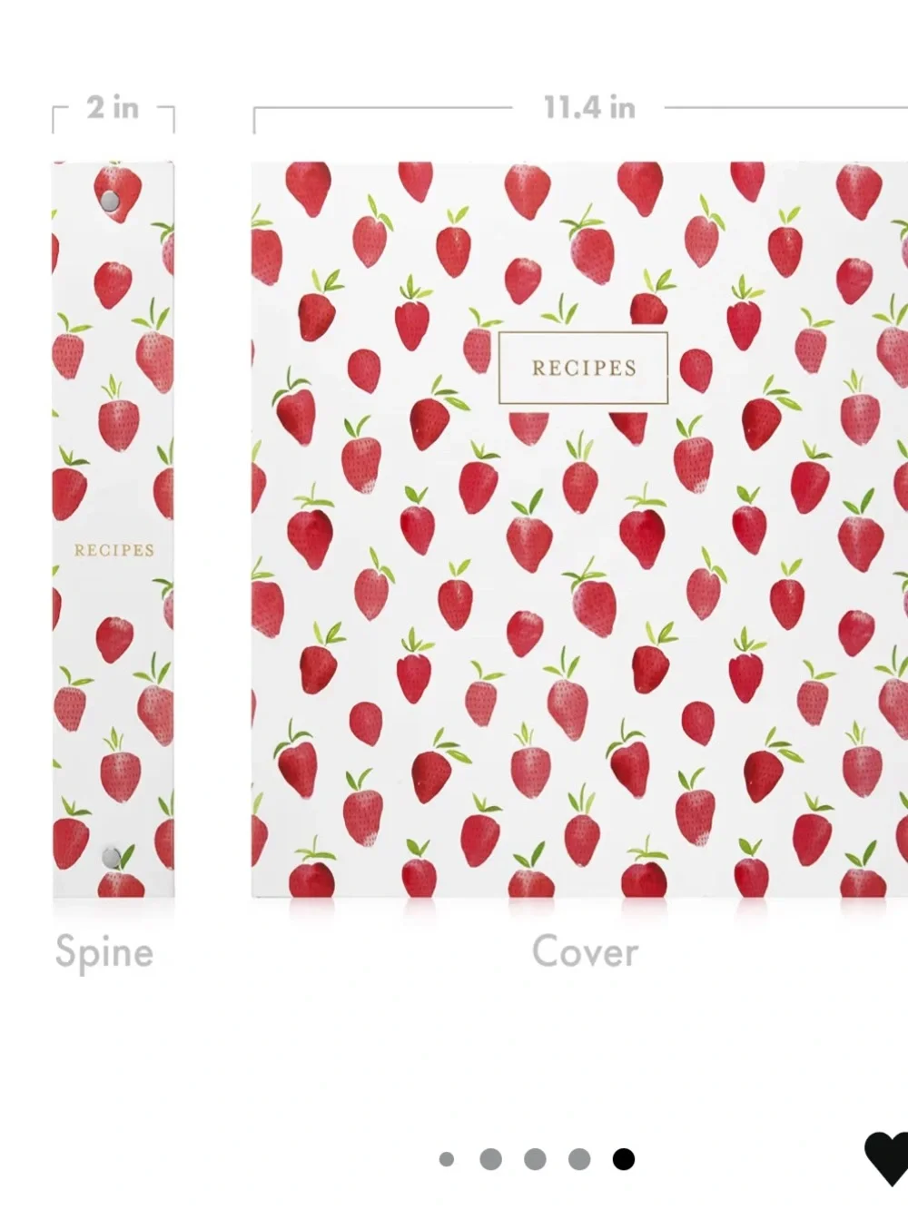 Jot & Mark Strawberry Ring Recipe Binder with Spill-Proof Clear Binder NWT